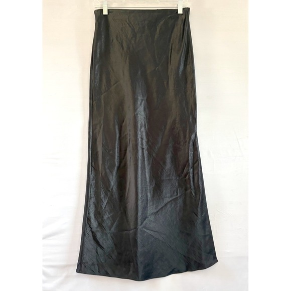 Theory Dresses & Skirts - Theory Retha Nana Black Satin Slip Maxi Skirt Side Slit Size P E074601R